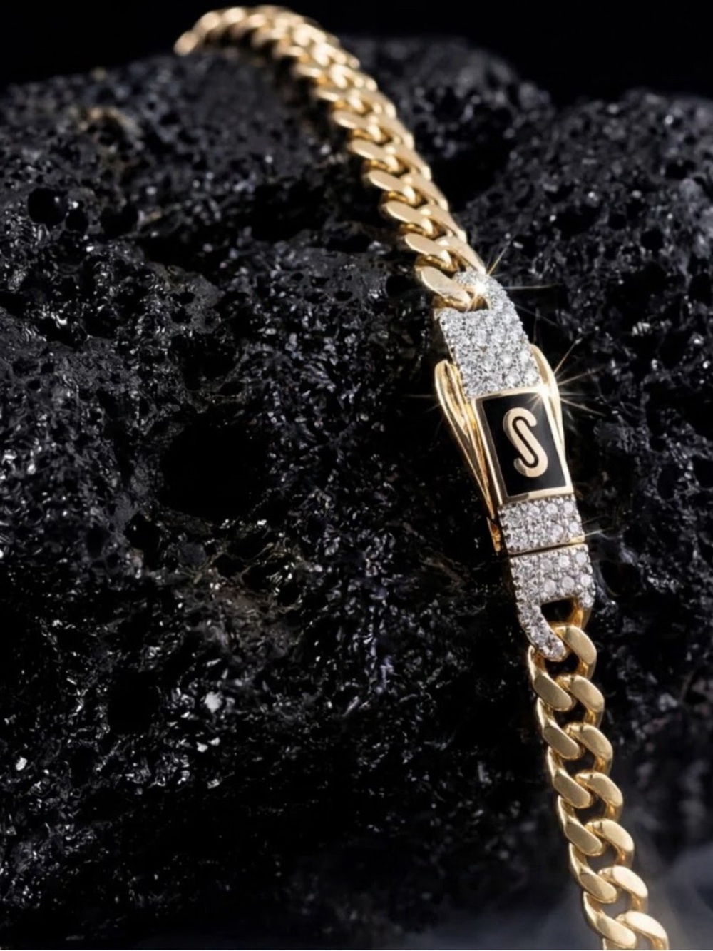 10k yellow gold Monaco bracelet